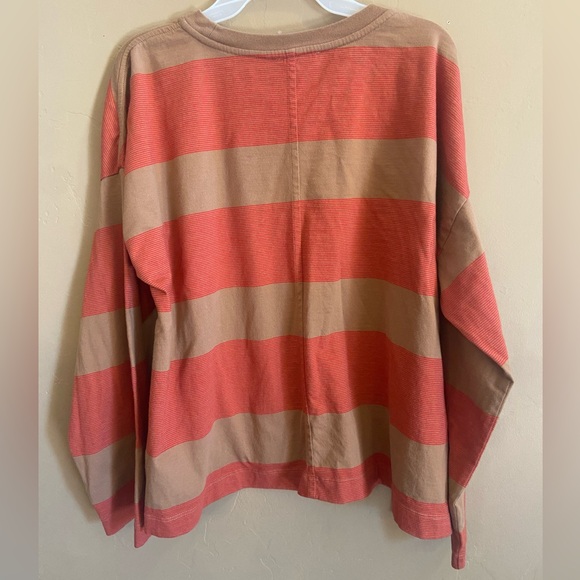 Madewell easy crewneck long sleeve tee size Large stripes burnt camel - Picture 3 of 6